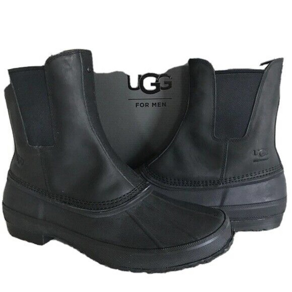Ugg Australia Romosa Waterproof‎ Black Leather Rubber Duck Boots New Men’s 7 main image 7
